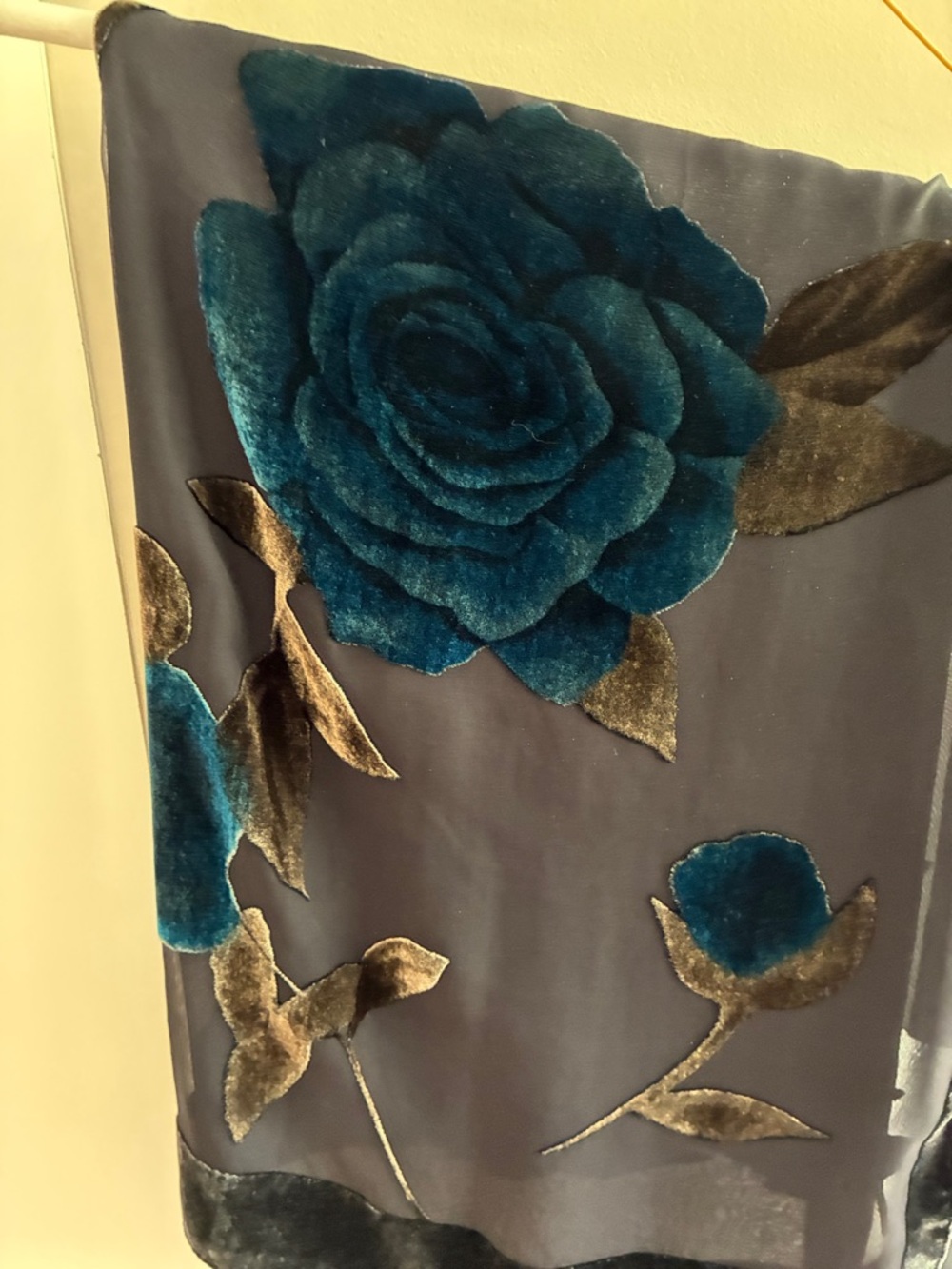 Plush Teal Rose Velvet Appliqué wrap
